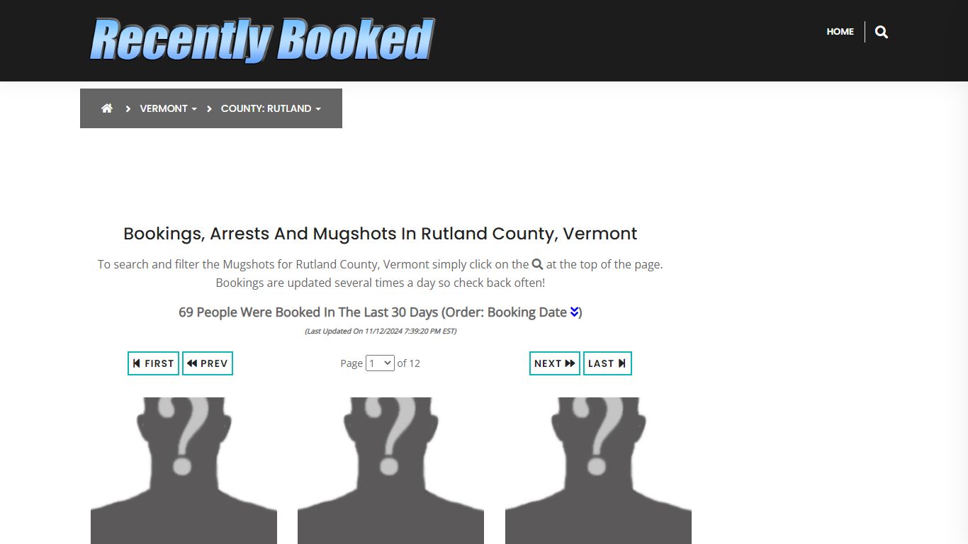 Bookings, Arrests and Mugshots in Rutland County, Vermont - Recently Booked