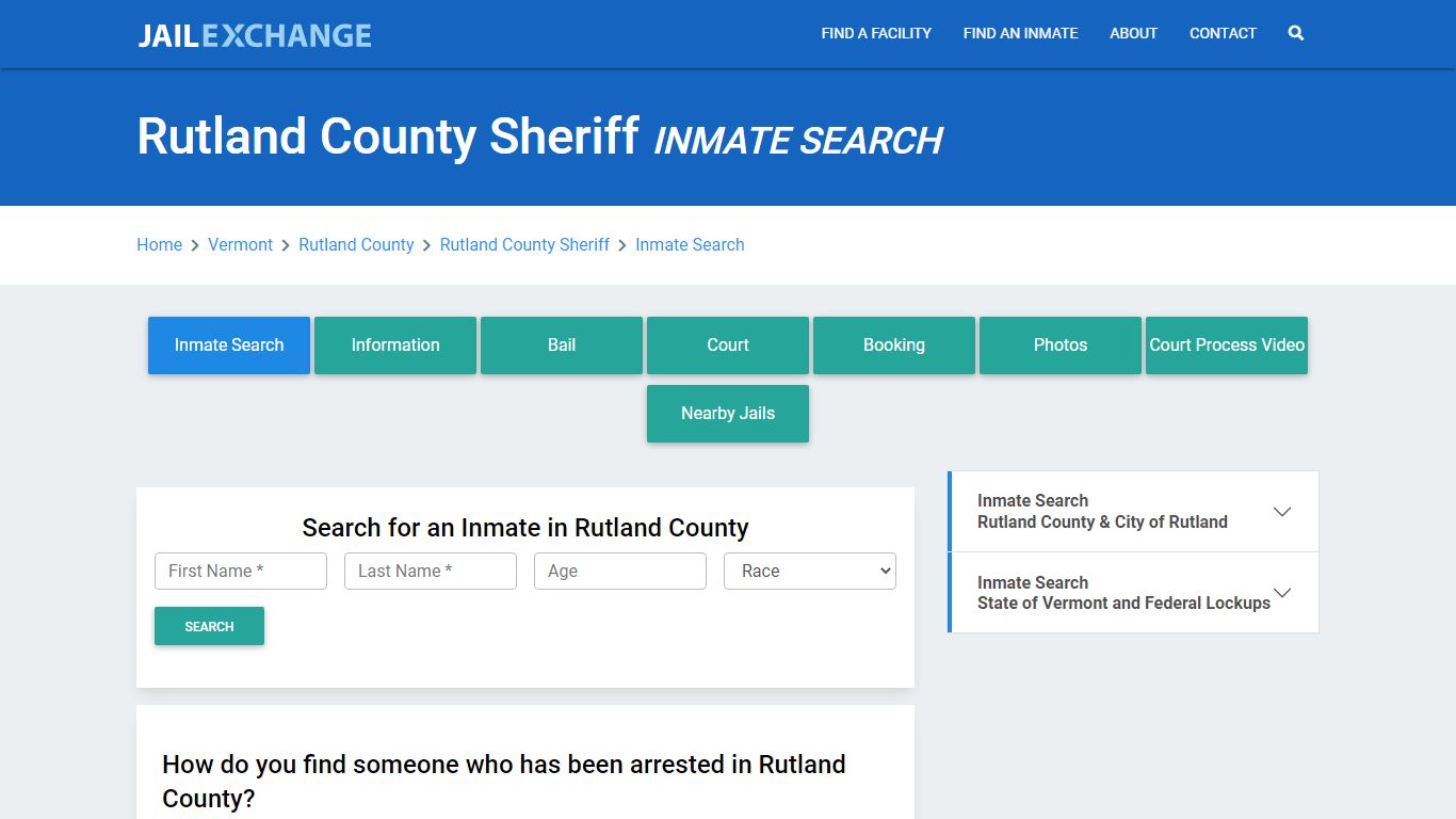 Rutland County Sheriff, VT Inmate Search: Roster & Mugshots - Jail Exchange